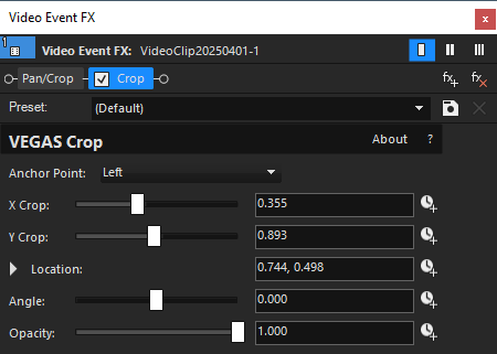 Crop OFX parameters in FX window