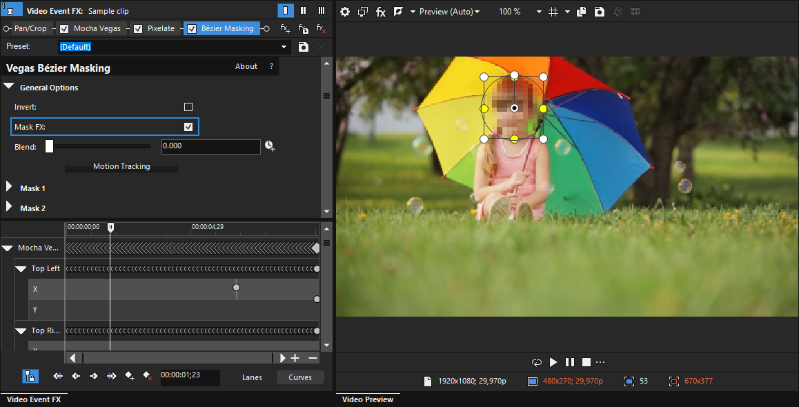 Bézier Masking effect with Mask Effects option