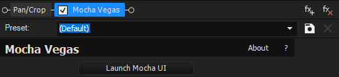 Launch Mocha UI button in the Mocha Vegas effect