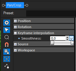 Smoothness slider in the Pan/Crop plug-in.