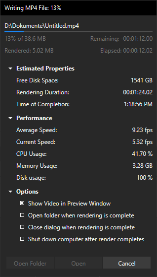 Render progress dialog